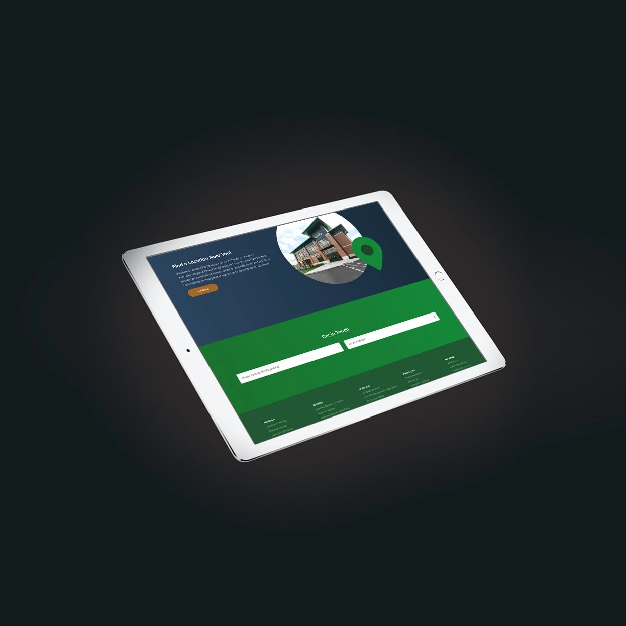 Image of website on tablet